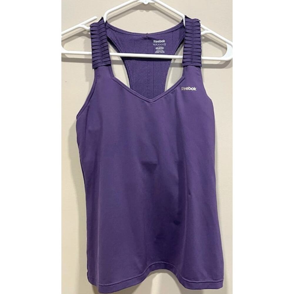 Reebok Purple Sport Bra Tank Play Dri Athletic Support Women's Sz Med